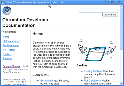 Google Chrome web aplication window