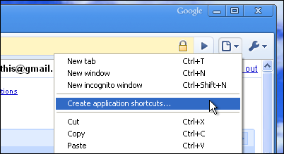 Create application shortcuts dialog box