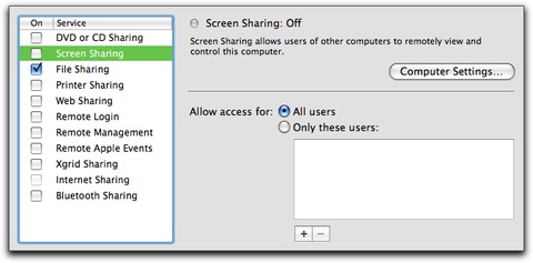 The Sharing Preference Pane