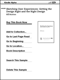 Sample menu, Buy This Book Now is default choice