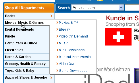 Amazon's menus