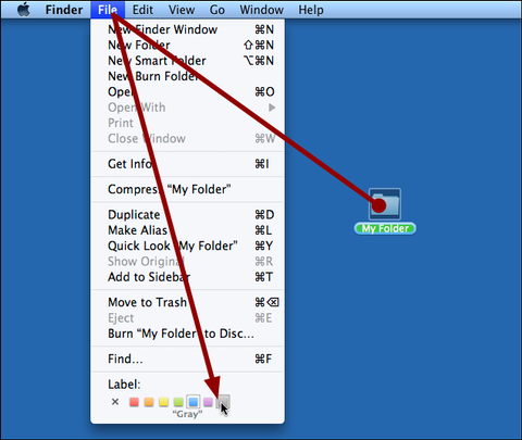 Changing a folder's Label in OS X using the menu bar