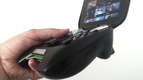 Picture of hand holding Nvidia Shield