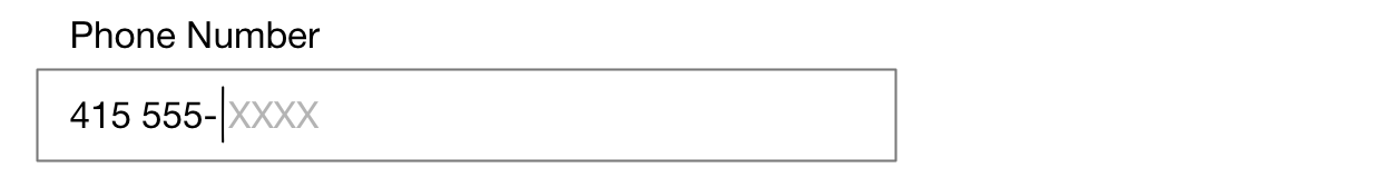 Phone input mask with the first six numbers and the dash filled in