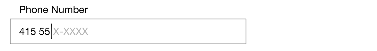 Phone input mask with five numbers filled in