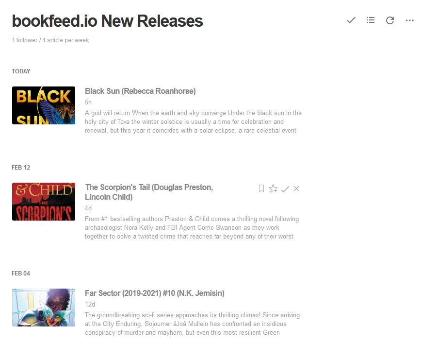 bookfeed.io feed in feedly